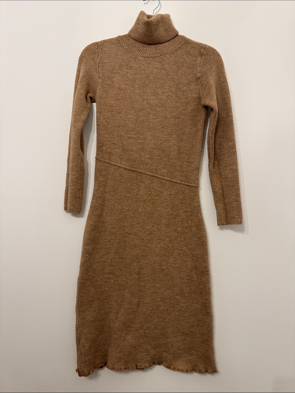 Mango Brown Turtleneck Knit Midi Dress